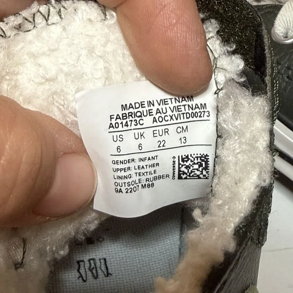 Converse Infant High Lifestyle Shoes Toddler Size 6 Green Leather A01473C